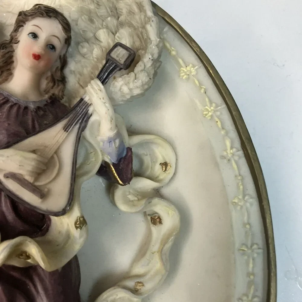 VTG Resin Solid Angel Musical Wall Hanging Art 8.5”x 6” Heavy